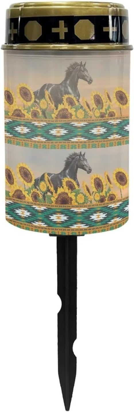 ZOUTAIRONG Sunflower Horses Solar Light for Cemetery Grave Solar Pathway Lights, Yard Patio Landscape Lighting Warm Pathway Lights Spotlights-6 Pack