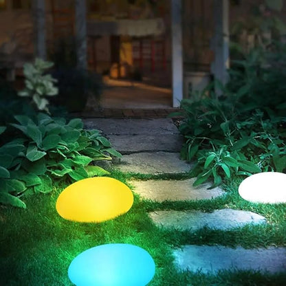 Solar Lights, Pebbles, Outdoor Waterproof Landscape Night Lights for Garden Paths, Stairs, Lawns, Patios, Yard Party Decorations, 2 Pack (Color Light)