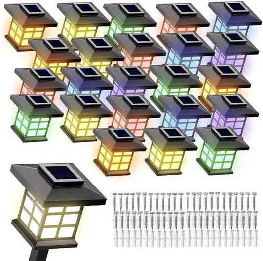 Solar Outdoor Lights,LED Solar Lights Outdoor Waterproof, Solar Walkway Lights Maintain 10 Hours of Lighting for Your Garden, Landscape, (Color Lights -24 Lights)