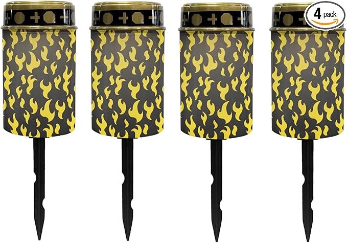 Yellow Fire Solar Garden Lights Outdoor Pathway Lights Solar Powered Fairy Lights Flameless Lights Landscape Decoration Lighting for Yard Pation Walkway Lights