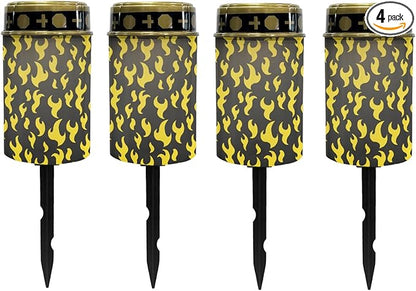 Yellow Fire Solar Garden Lights Outdoor Pathway Lights Solar Powered Fairy Lights Flameless Lights Landscape Decoration Lighting for Yard Pation Walkway Lights