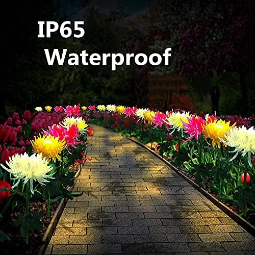 BesT To Buy 4 Pack Outdoor Solar Lights, Solar Garden Lights with 4 Bigger Chrysanthemum Flowers, Bigger Solar Panel for Garden Patio Yard Pathway 1 White 1 pink 1 Yellow