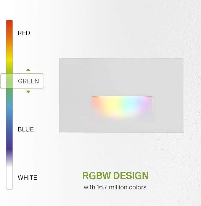 ASD LED Recessed Step Light Fixture, Outdoor & Indoor Tread Lighting | RGBW, Smart, Waterproof, ETL Listed | 3W | Lumora