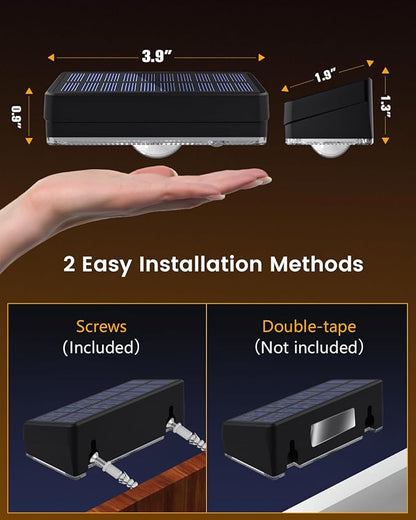 Solar Fence Lights Outdoor, 8 Pack, 50LM Ultra Bright, 3 Color Temperatures & RGB, IP65 Waterproof, Dusk-to-Dawn Solar Powered Fence Lights for Patio, Railing (Black)