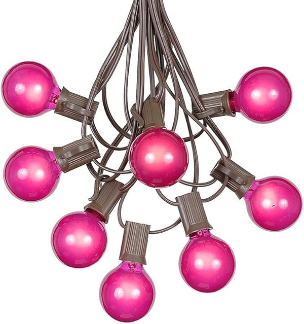 100 Foot G40 Outdoor Patio String Lights with 125 Pink Globe Bulbs – Indoor Outdoor String Lights – Market Bistro | Lumora