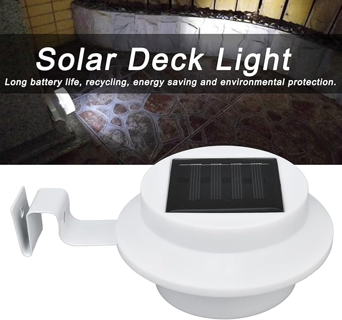 White Solar Powered Gutter Lights, Solar Gutter Lights Outdoor Decorative Waterproof Led Fence Lamp for Lighting Railing Outside Wall Deck Garden Path Backyard Sidewalk Yard Patio