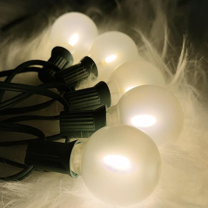 25Ft Christmas Outdoor String Lights, G40 Globe Lights with 27 0.6W Frosted Warm White Bulbs, Vintage Christmas Lights for Holiday Party Backyard Xmas Tree Wedding Garden Patio Porch Decor, Green Wire