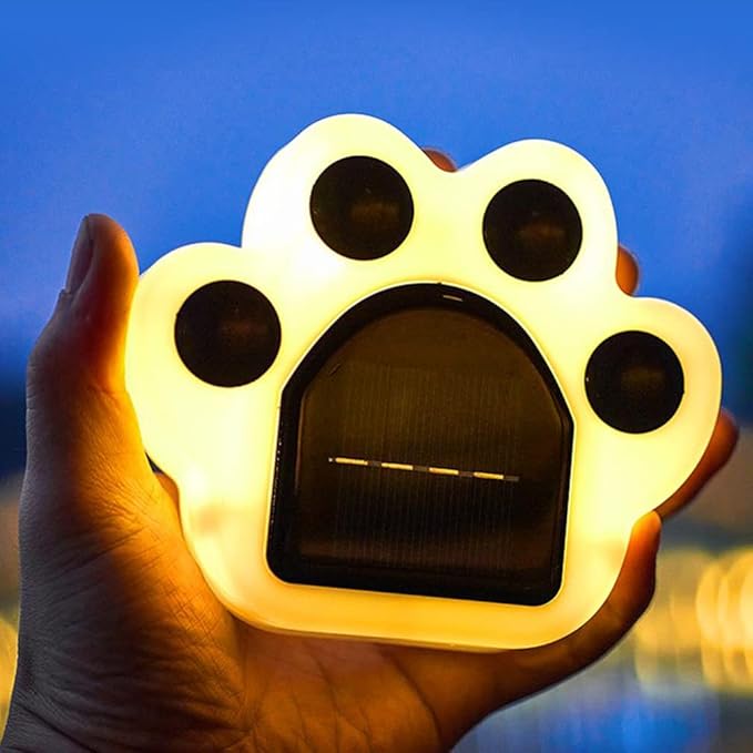 Solar Outdoor Lights, 4 Packs Warm Light Solar Paw Print Lights Outdoor Garden Decor, Beautiful Paw Print Solar Garden Lights Automatic Solar Powered Led Lights Outdoor Solar Decorations For Home Yard