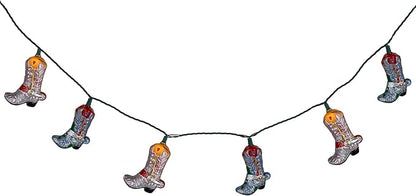 Cowboy Boots Indoor Outdoor Patio Light Set - 6' Green Wire - 10ct