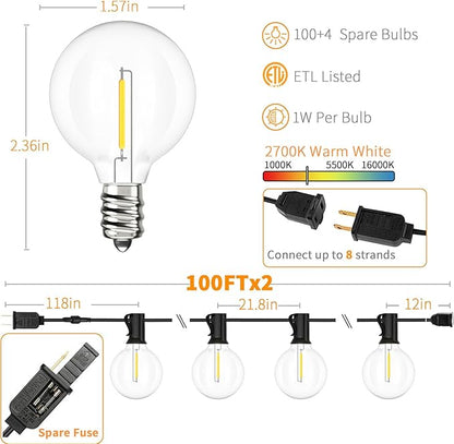Svater Outdoor String Lights 500 FT, Patio Lights for Outside with Plastic LED Bulbs, Waterproof Commercial Grade Market Cafe Backyard Light, 2700K Warm White Weatherproof Strand