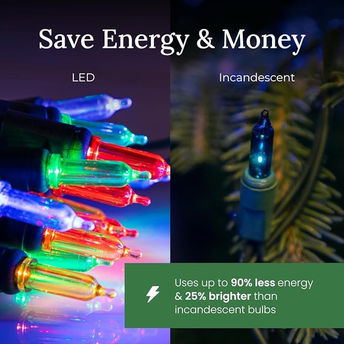 Pro Christmas T5 LED Christmas Lights - 100 Count Classic 5mm String Light Set - Professional Grade Indoor/Outdoor Commercial Holiday Lights for Trees, Bushes, & Décor - Red