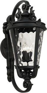 John Timberland Marseille Vintage Large Outdoor Wall Light Fixture Textured Black Scroll 36" Clear Hammered Glass | Lumora