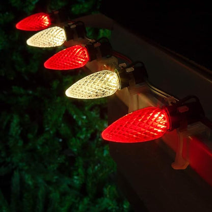 Wintergreen Lighting 50 C9 OptiCore LED Commercial Outdoor Christmas Lights – Heavy Duty Christmas String Lights; Green Wire (50 ft, Red/Warm White)
