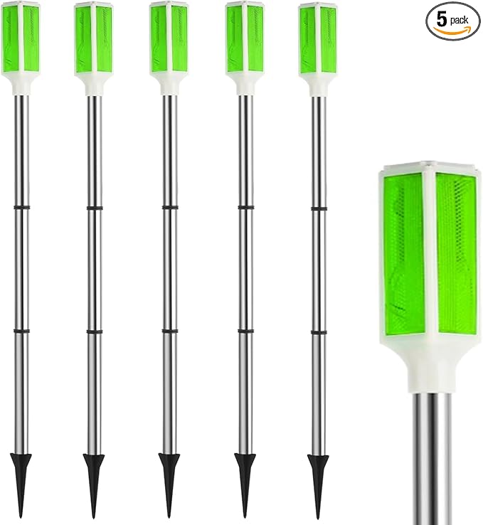 Joyibay 5 PCS Solar Powered Driveway Markers, Solar Warming Landscape Lights, Solar Outdoor Driveway Lights, Landscape Driveway Reflectors on Poles for Snow Road Yard (Green)