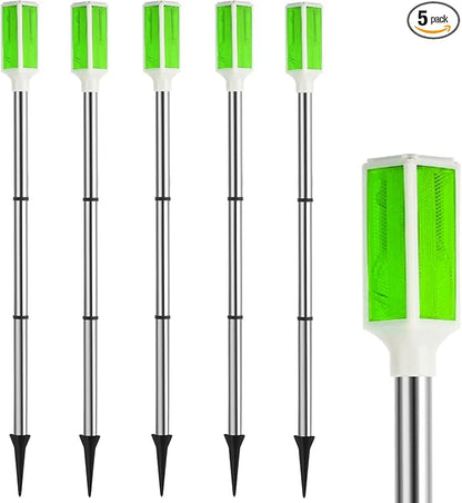 Joyibay 5 PCS Solar Powered Driveway Markers, Solar Warming Landscape Lights, Solar Outdoor Driveway Lights, Landscape Driveway Reflectors on Poles for Snow Road Yard (Green)