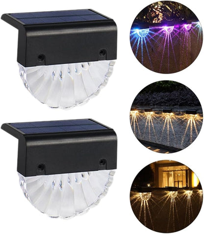 4pcs Solar Stair Lights Outdoor Waterproof Fence Lamps Solar Powered Decorative Step Lighting for Patio Garden Pathway Random Color