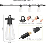 100FT Outdoor String Lights, LED Patio Lights with 50+3 ST38 Vintage Edison Shatterproof Bulbs, IP65 Weatherproof | Lumora