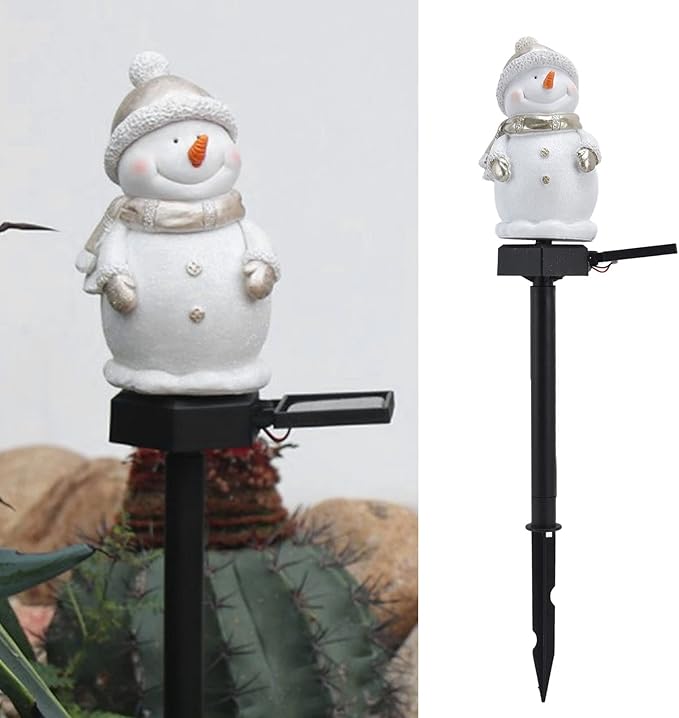 FLEXMAN Outdoor Christmas Decorations, Christmas Outdoor Solar Pathway Lights, Snowman Light Stakes for Decorate Roads, Terraces, Gardens, Corridors