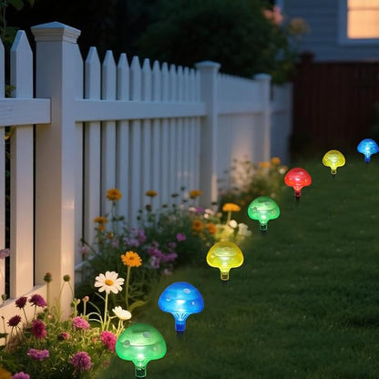 Bright Zeal 8-Pack Mushroom Solar Lights Outdoor Waterproof (8.5" Tall, 4" Wide) - Mushroom Solar Lights Outdoor Garden Red Green Yellow Blue - LED Garden Lamps for Outside Fairy Stake Lamps