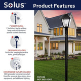 Solus 7-Foot Direct Burial Lamp Post – Outdoor Aluminum Light Pole with Decorative Cross Arm & 120V Outlet – Fits | Lumora