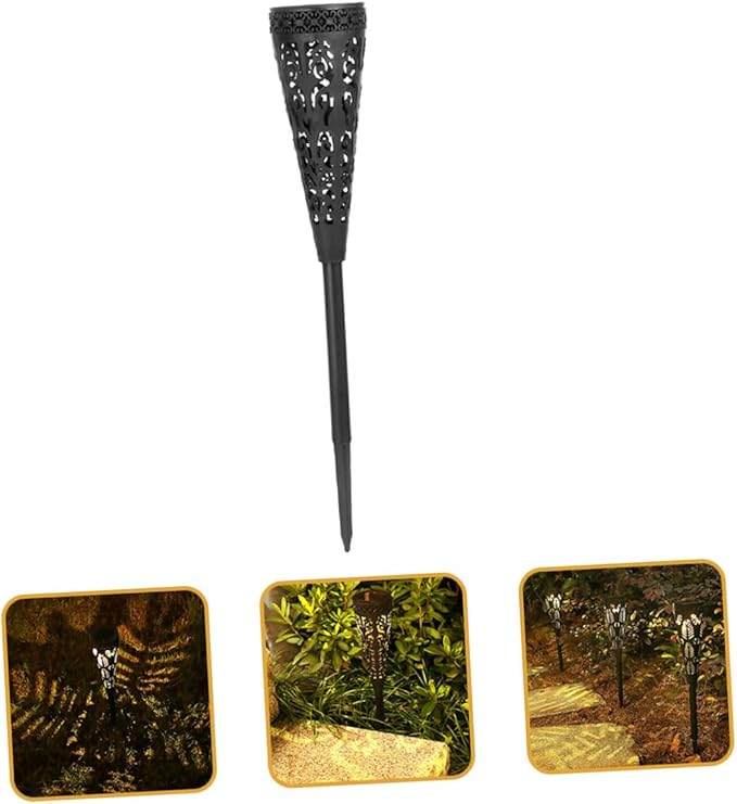 4pcs Solar Pathway Lights Outdoor Waterproof Solar Lawn Garden Yard Patio Decorative LED Warm Light Plastic Hollow Design