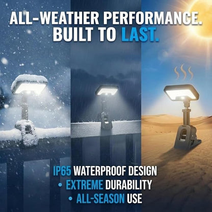 Solar Lights Outdoor, Motion Sensor Clip On Lights for Fence Gutter, 92 LED 600LM IP65 Waterproof Security Lights, Solar Powered Motion Activated Light for Deck Patio Yard (1)