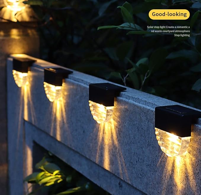 Ulalaza 2Pcs Solar Decking Lights RGB+ Changing Solar Step Lights Outdoor Waterproof Stair Lights for Fence, Deck | Lumora