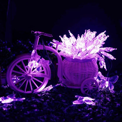 Solar String Lights, Waterproof 16ft 20LED Butterfly Christmas Fairy Lights Decorative Lighting for Home Party Wedding Patio Garden Porch Balcony (Purple)