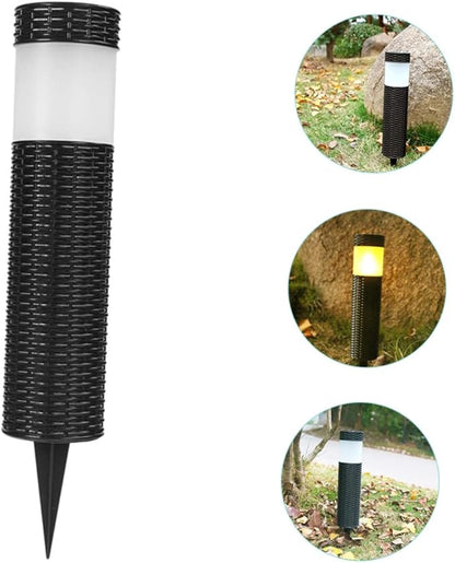 Lurrose Solar Garden Light Led Outdoor Stake Light Solar-Powered Landscape Lighting for Garden Decor Easy to Install Imitation Rattan Design for Use