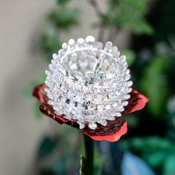 Metal Flower Solar Pathway Lights – Garden Landscape Lighting, Outdoor Yard Decor, Perfect Gifts for Women, Moms & Friends