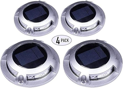 Solar Road Path Deck Dock Warning Lights with 8 Bright White LED, ON, Off, Flash and Constant On Functions - 4 Pack