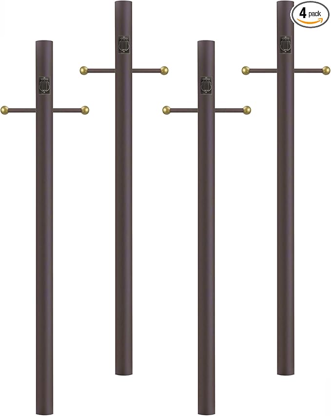 Solus 7-Foot Direct Burial Lamp Post – Outdoor Aluminum Light Pole with Decorative Cross Arm & 120V Outlet – Fits | Lumora