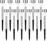 12-Pack Solar Pathway Lights, Stainless Steel Led Tube Lamps For Outdoor Landscape, 29.5 X 4.5 Cm, Ip33 Rated, Auto | Lumora