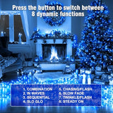 Nisocy 400FT Blue Christmas String Lights with Remote, Green Wire LED Mini Lights, 8 Modes, Timer, Plug-in Indoor Outdoor Lights for Large Trees, Fences, Yard, Halloween and Holiday Decor