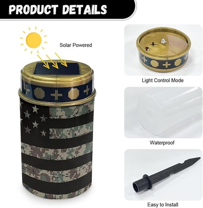 American Flag Solar Lights Outdoor Pathway Lights, Auto On/Off, Pathway Solar Lights for Outside Yard Patio Walkway Driveway Landscape Lawn Decorations