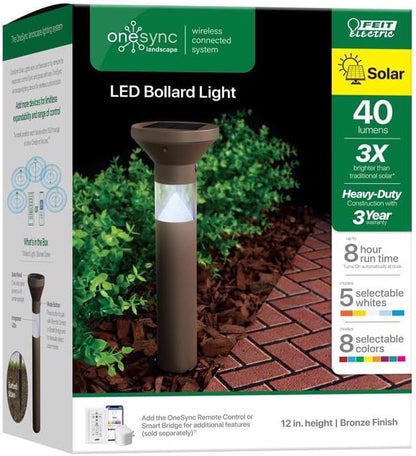 Feit Electric OneSync Oil Rubbed Bronze Bronze Solar Powered 40 W LED Bollard Light 1 pk
