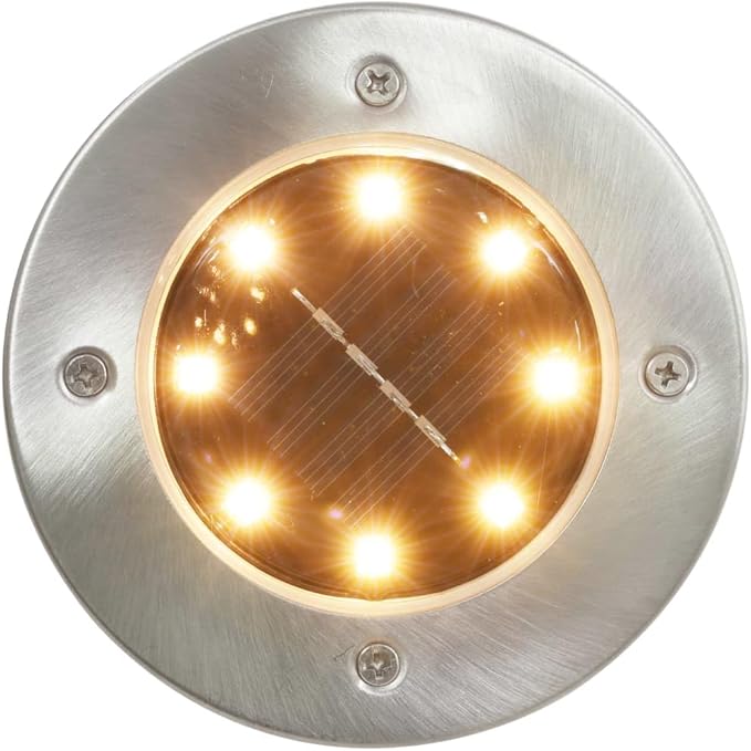 vidaXL Solar Ground Lights - Set of 8 LED Lights in RGB - Waterproof Exterior Lights for Gardens, Patios, Paths, and Balconies -Energy Efficient Solar Powered Outdoor Floor Lamps