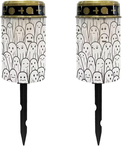 Halloween Grave Lights for Cemetery Solar 2 Pcs Solar Cemetery Decorations for Grave Solar Cemetery Decorations for Grave Cemetery Light