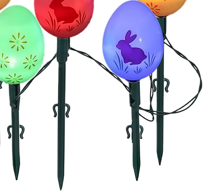 10 Easter Bunny Lamps, Solar-Powered Easter Lamps, 3.5m Holiday Lighted Decoration with Stakes | EasterEgg String | Lumora