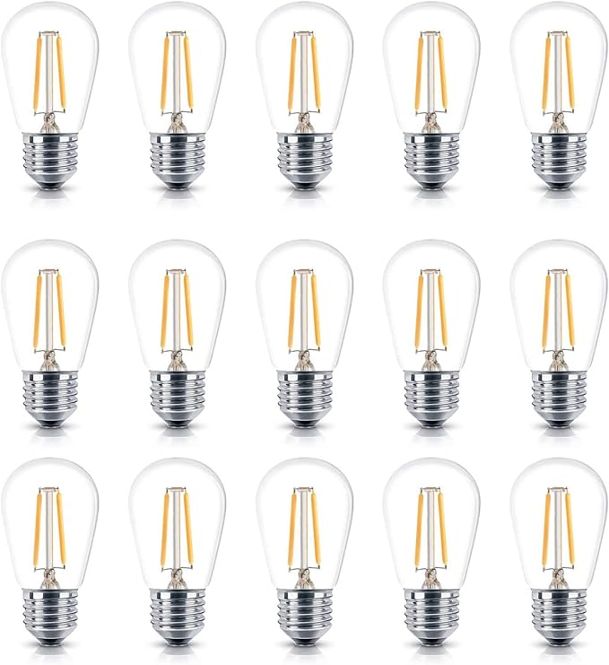 Brightech Ambience Pro Outdoor 48Ft String Lights Bundled with One Extra Set of 15 Ambience PRO Replacement LED Light Bulbs, 2 Watt Vintage LED Edison Bulbs, 3000K Neutral