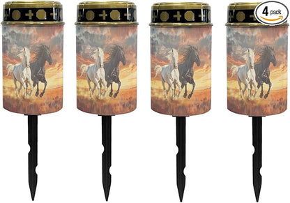 Running Horse Solar Lights Outdoor Solar Stake Lights Solar Walkway Lights,Outdoor Solar Garden Lights Powesed LED Lantern Solar String Lights for Outside Spotlight-Warm White