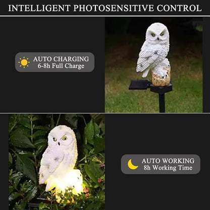 Solar Lights Outdoor, Decorative Animal & Flower Shaped Landscape Lights with Warm/Colorful LED, Auto On/Off Waterproof Solar Powered Decor for Yard Lawn Patio Gift Idea (Warm-Owl-1Pack)