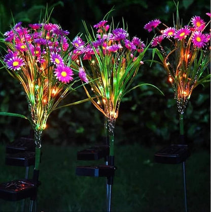 Solar Flower Lights Outdoor, Waterproof LED Daisy Flowers Solar Stake Decorative In-Ground Lights 2Mode for Garden Landscape Yard Pathway Wedding Party (Red, 2Pack)