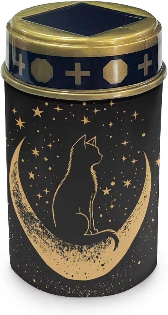 HUGS IDEA Moon Cat Solar Grave Lights Cemetery Decor Waterproof Solar-Powered Lanterns for Gardens, Patios & All Saints Day Displays Solarlampe FüR Grab Wasserdicht