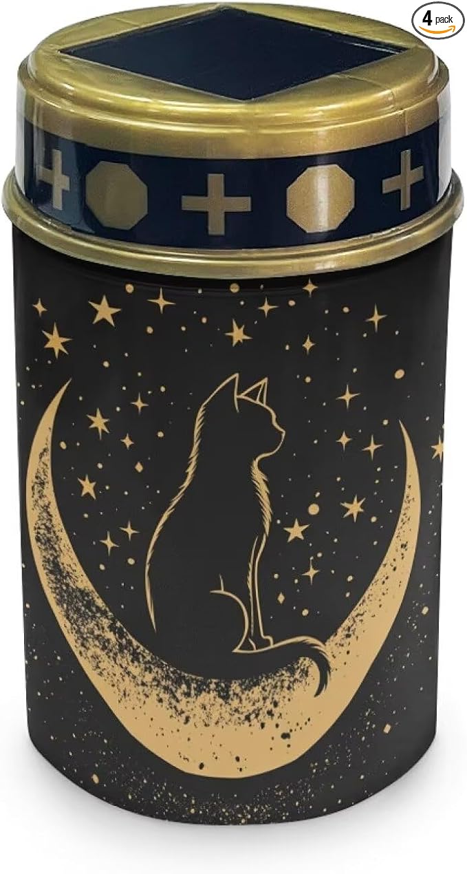 HUGS IDEA Moon Cat Solar Grave Lights Cemetery Decor Waterproof Solar-Powered Lanterns for Gardens, Patios & All | Lumora