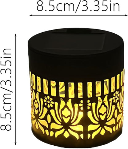 Solar Mandala Lights Outdoor Decorative - Waterproof Metal Mandala Solar Wall Lights, Artistic Fence & Step Lights for Garden, Patio, Backyard, Yard & Outdoor Home (4, Lotus-Colored Light)