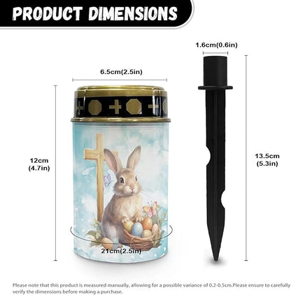 Cute Rabbit Solar Light Outdoor Waterproof Easter Solar Lights Outdoor Solar Cross for Cemetery Grave Flameless Solar Powered Light for Prayer Solar Lights for Outside Yard Walkway