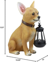 Ebros Picante Mexican Chihuahua Dog Decor Path Lighter Statue 12.5" Tall with Solar LED - Garden Figurine Light | Lumora