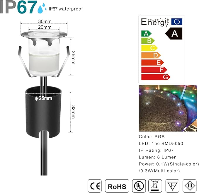 Smart LED Deck Lights Kit WiFi Controlled Color Changeable,Φ1.38“Outdoor IP67 Waterproof Low Voltage Step Lights | Lumora