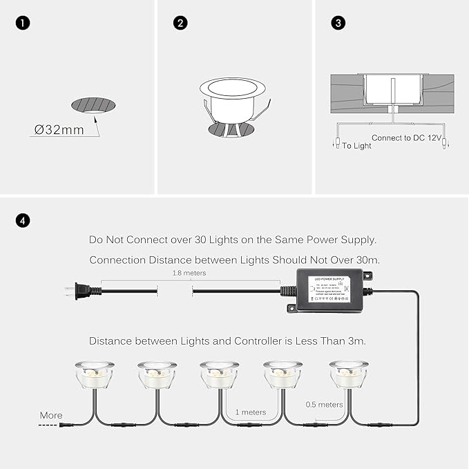 Led Deck Lights Outdoor Waterproof Low Voltage Stainless Steel 1W Outdoor Yard Garden Decoration Lamps Landscape Pathway Patio Step Stairs LED In-ground Lights Silver Border(10pcs, Warm White)